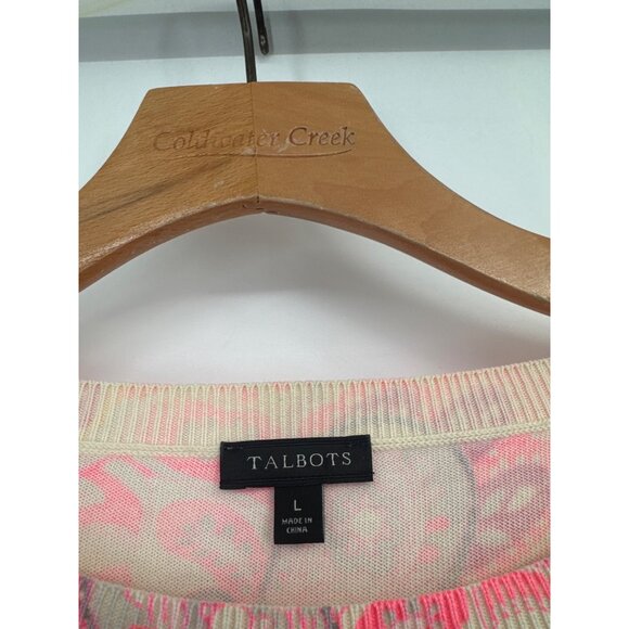 Talbots Womens Paisley Print  Sweater size large 3/4 sleeve cotton blend - Picture 2 of 4